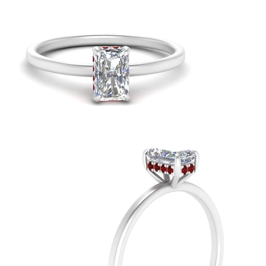 Radiant Cut Lab Grown Hidden Halo Engagement Ring
