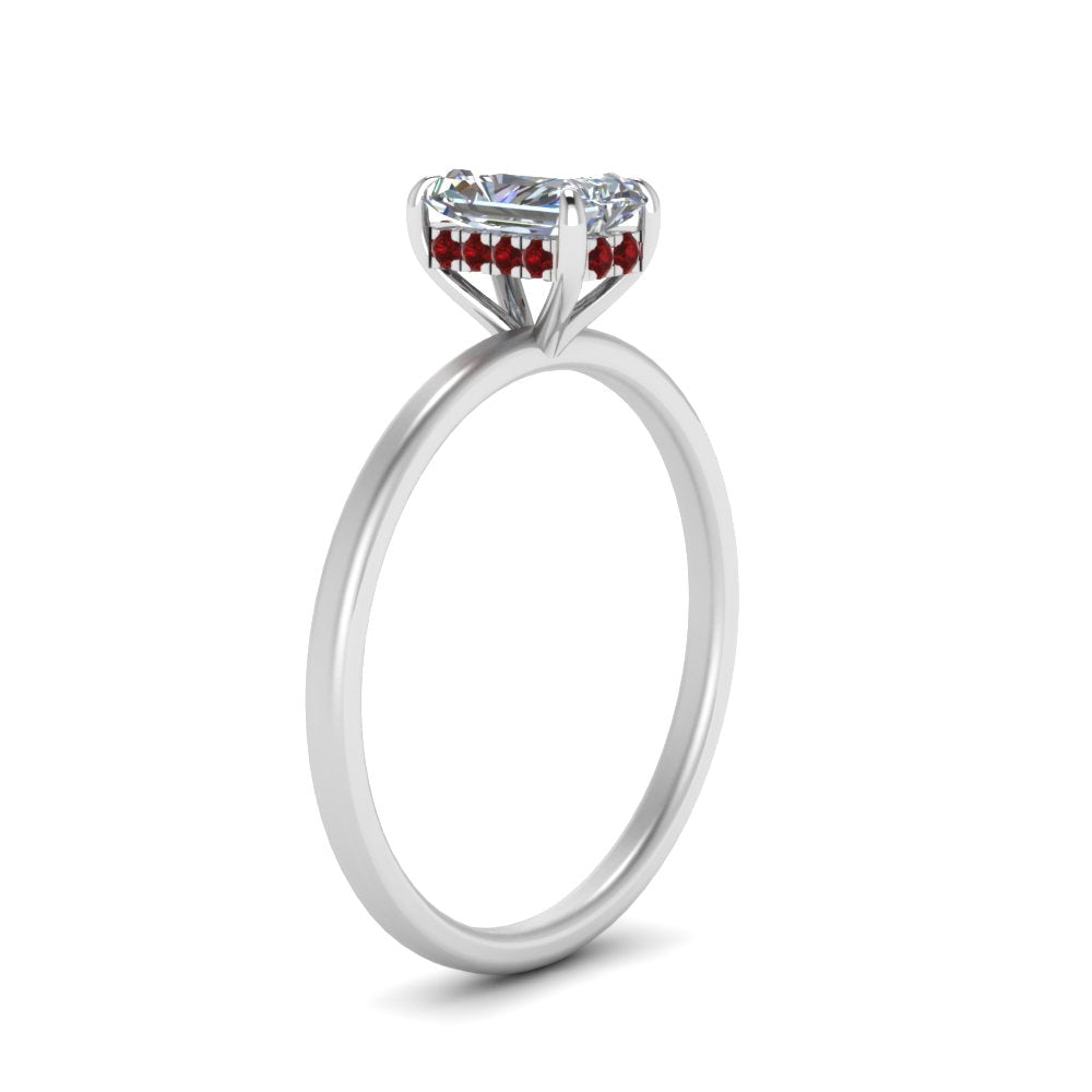 Radiant Cut Thin Setting Hidden Halo Diamond Ring