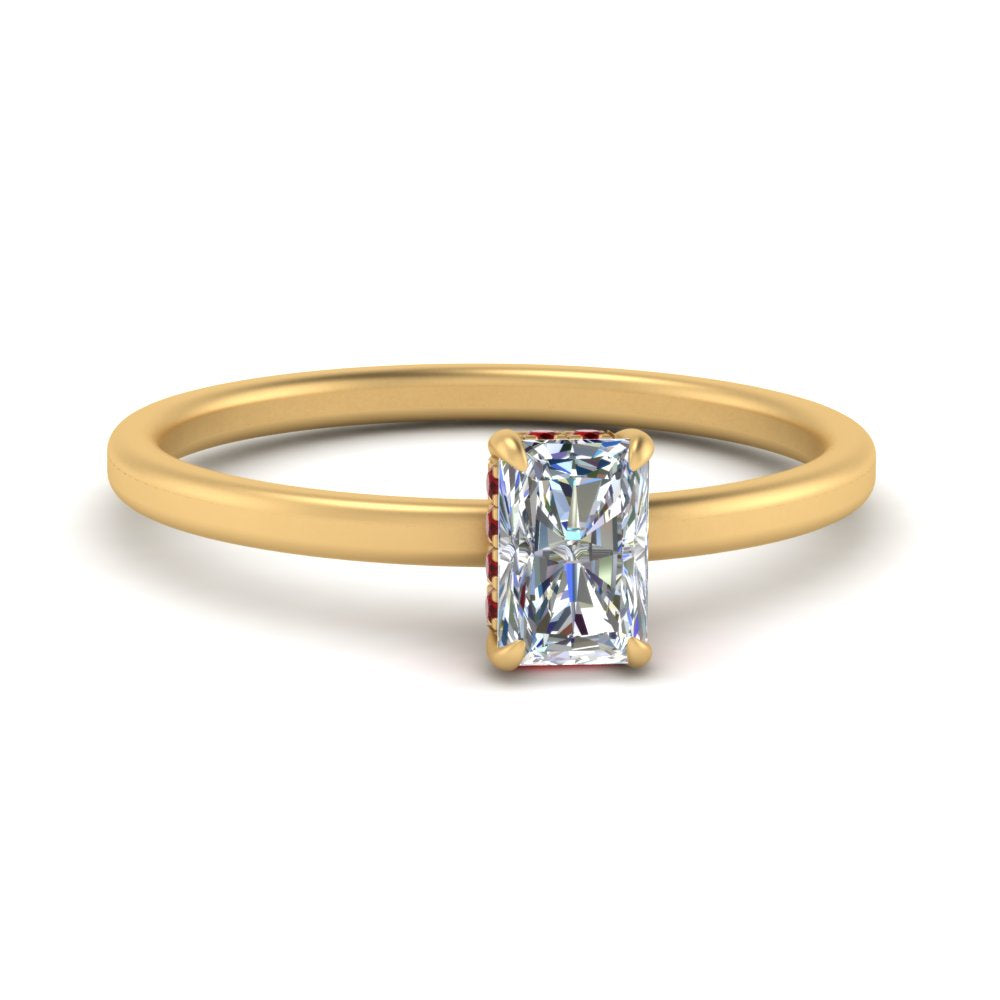 Radiant Cut Thin Setting Hidden Halo Ring