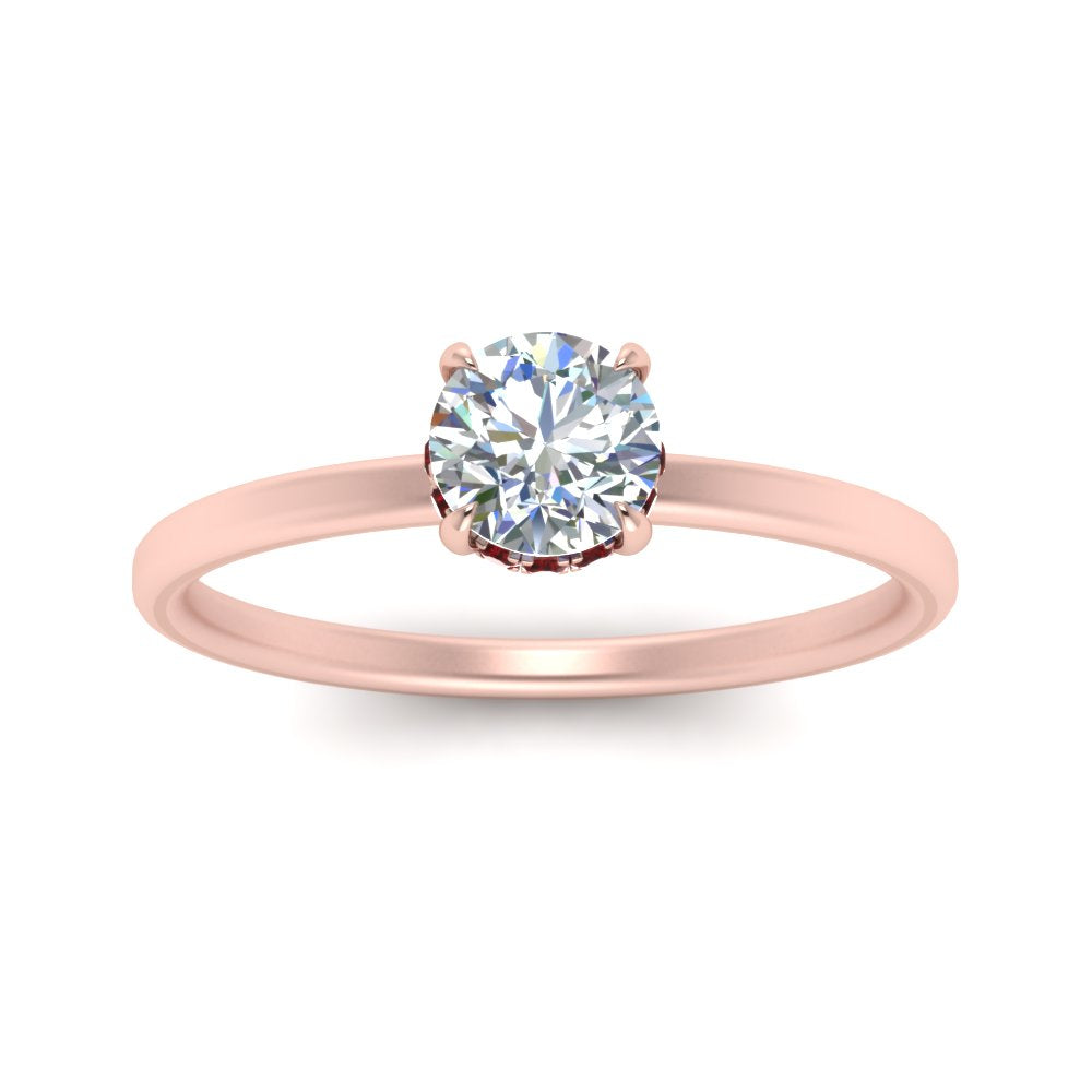 Round Cut Thin Setting Hidden Halo Ring