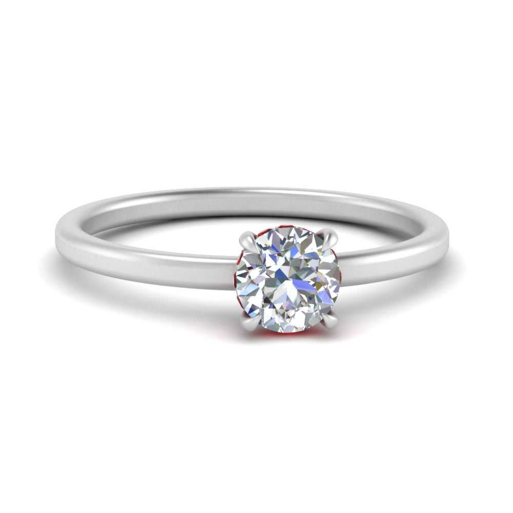 Round Cut Thin Setting Hidden Halo Ring
