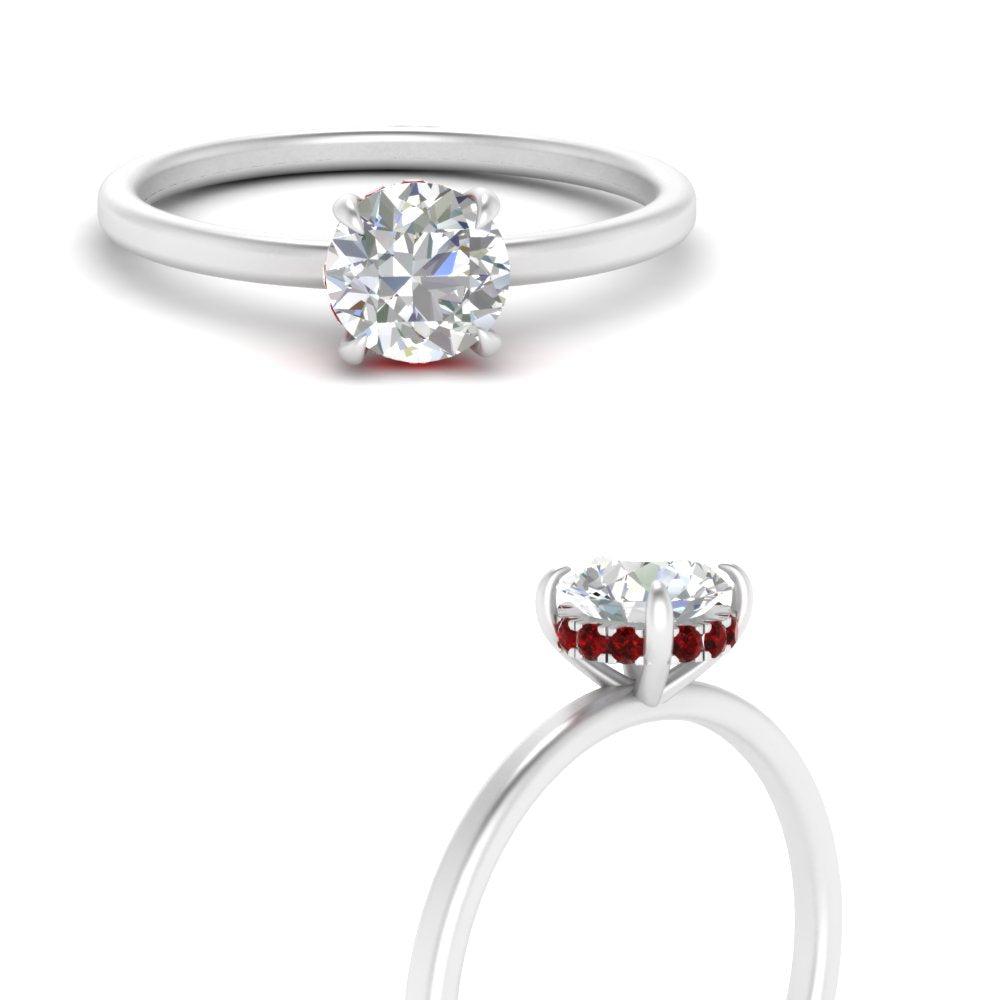 Round Cut Thin Setting Hidden Halo Diamond Ring