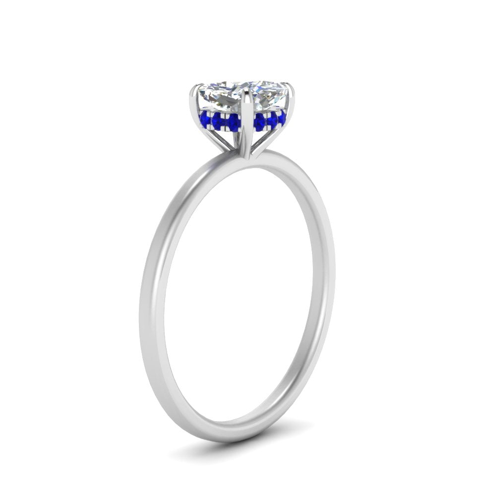 Cushion Cut Thin Setting Hidden Halo Diamond Ring