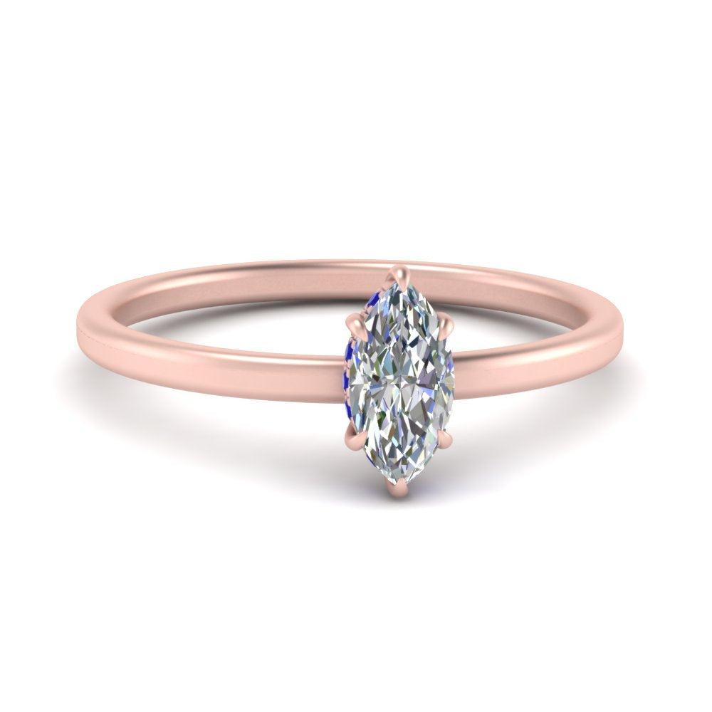 Marquise Cut Thin Setting Hidden Halo Diamond Ring