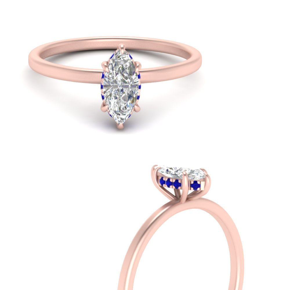 Marquise Cut Thin Setting Hidden Halo Ring