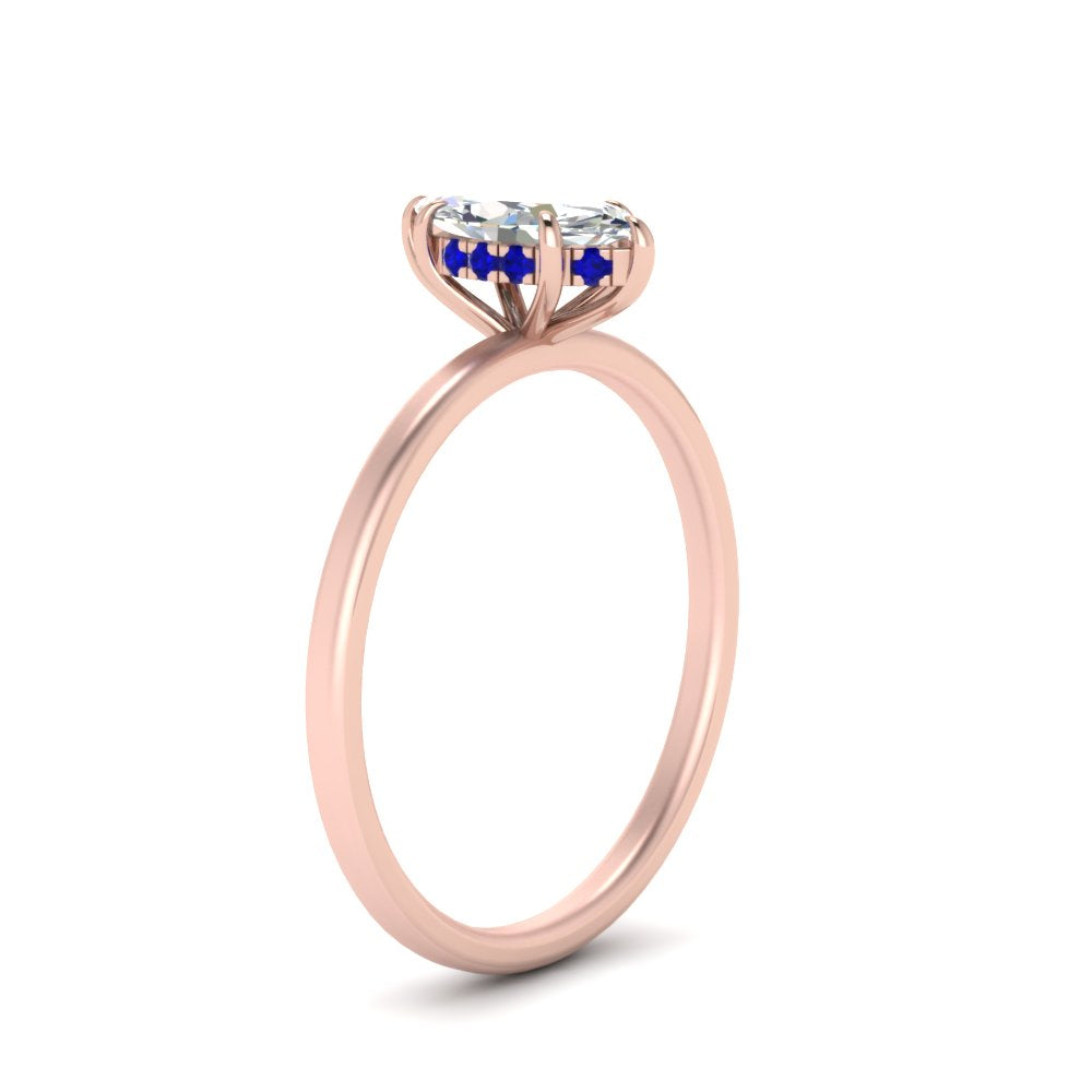 Marquise Cut Thin Setting Hidden Halo Diamond Ring