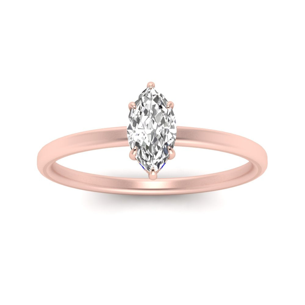 Marquise Cut Thin Setting Hidden Halo Diamond Ring