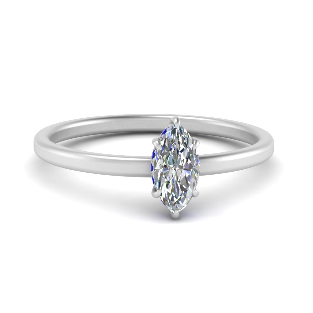 Marquise Cut Thin Setting Hidden Halo Diamond Ring