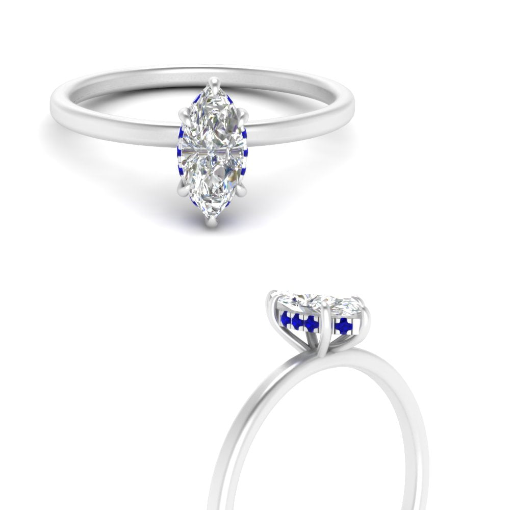 Marquise Cut Thin Setting Hidden Halo Ring