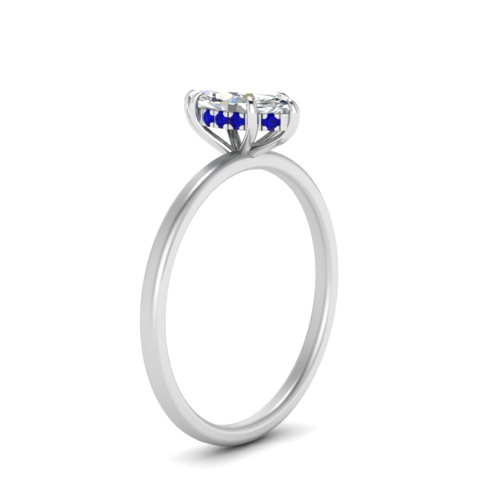 Marquise Cut Thin Setting Hidden Halo Diamond Ring