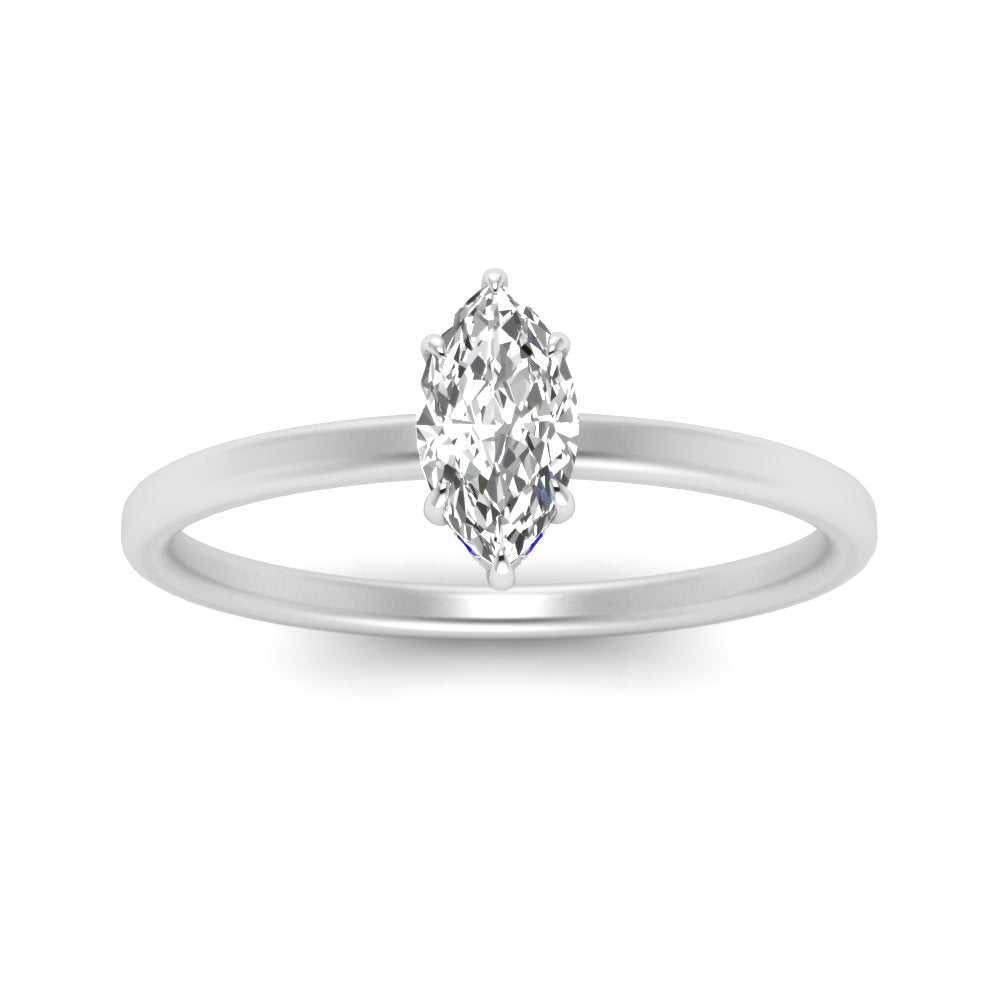 Marquise Cut Thin Setting Hidden Halo Diamond Ring