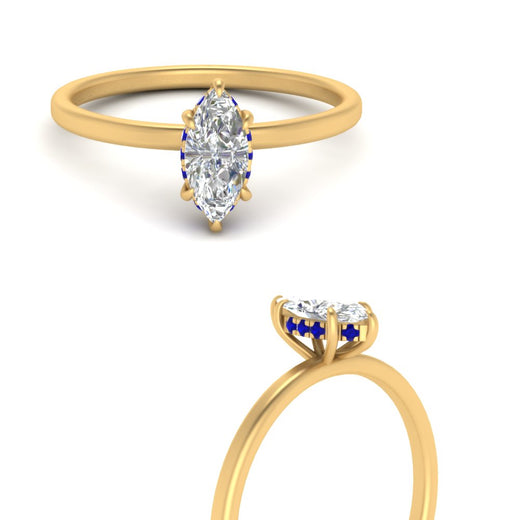 Marquise Cut Thin Setting Hidden Halo Diamond Ring