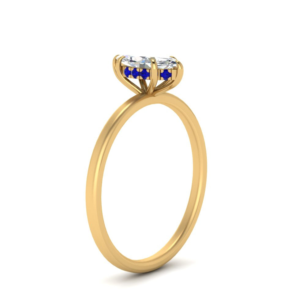 Marquise Cut Thin Setting Hidden Halo Ring