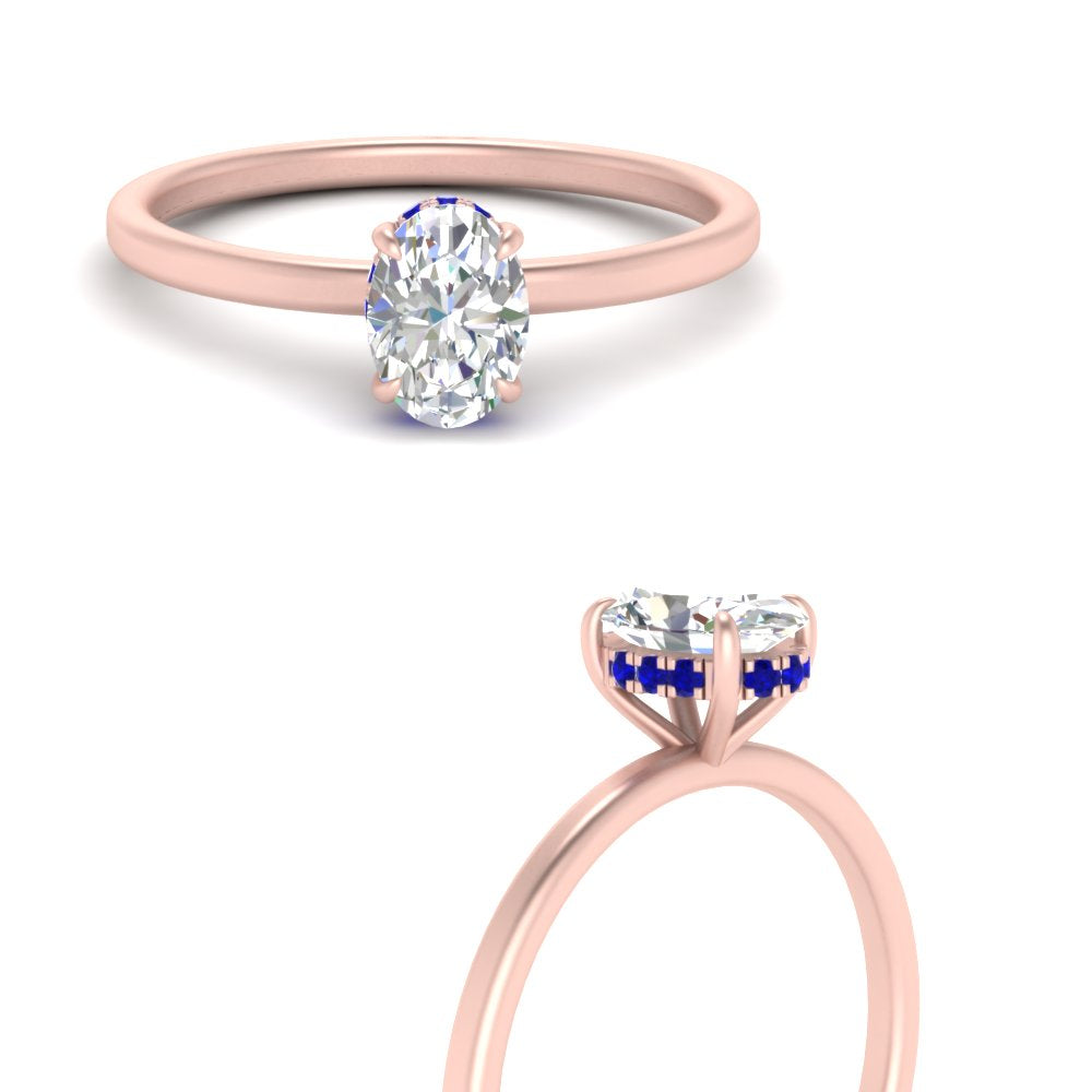 Oval Cut Thin Setting Hidden Halo Ring