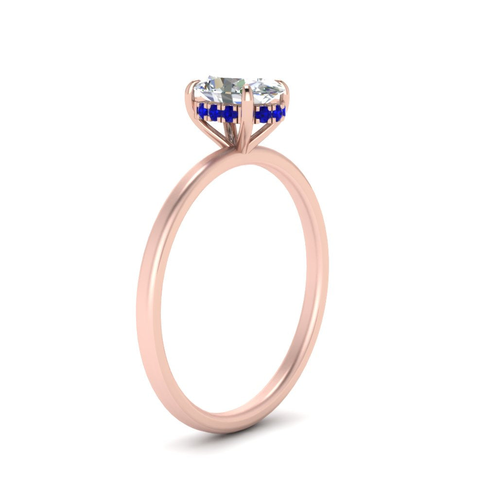 Oval Cut Thin Setting Hidden Halo Ring