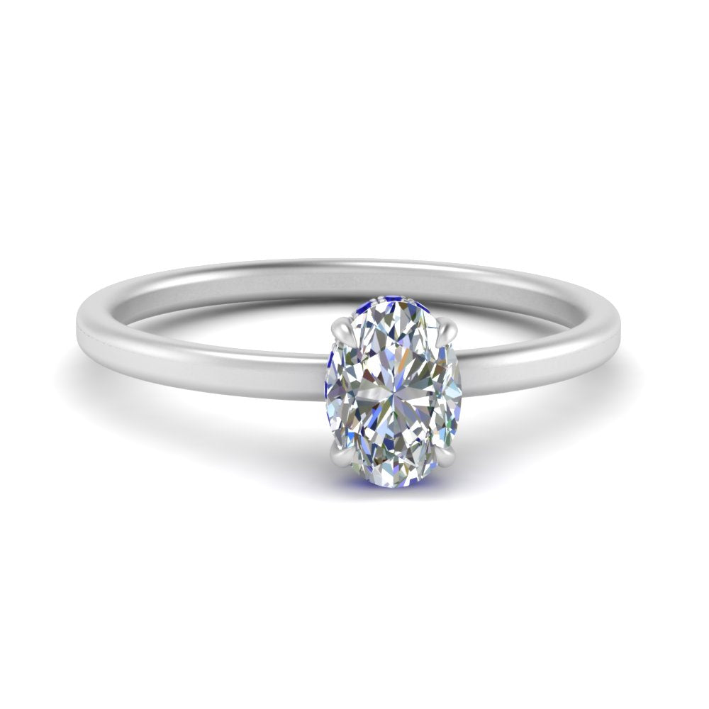 Oval Cut Thin Setting Hidden Halo Ring