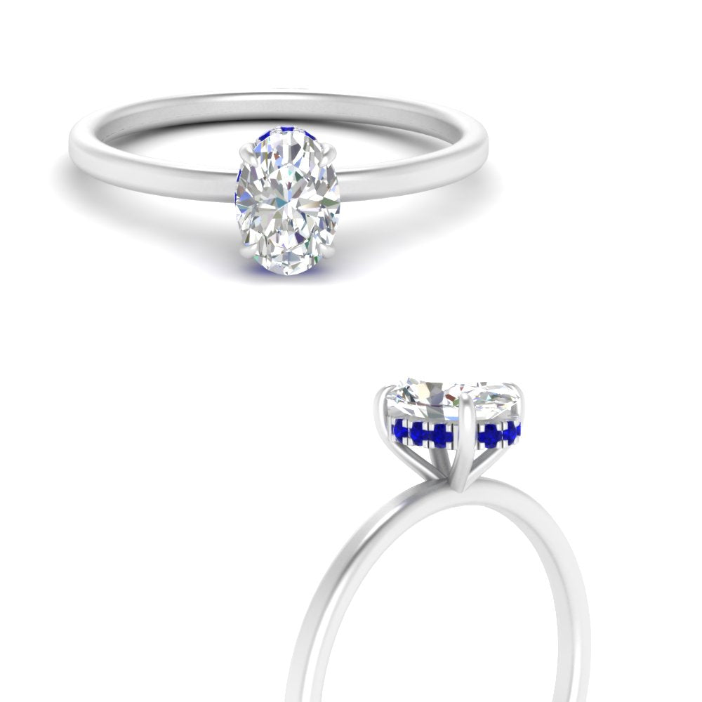 Oval Cut Thin Setting Hidden Halo Ring