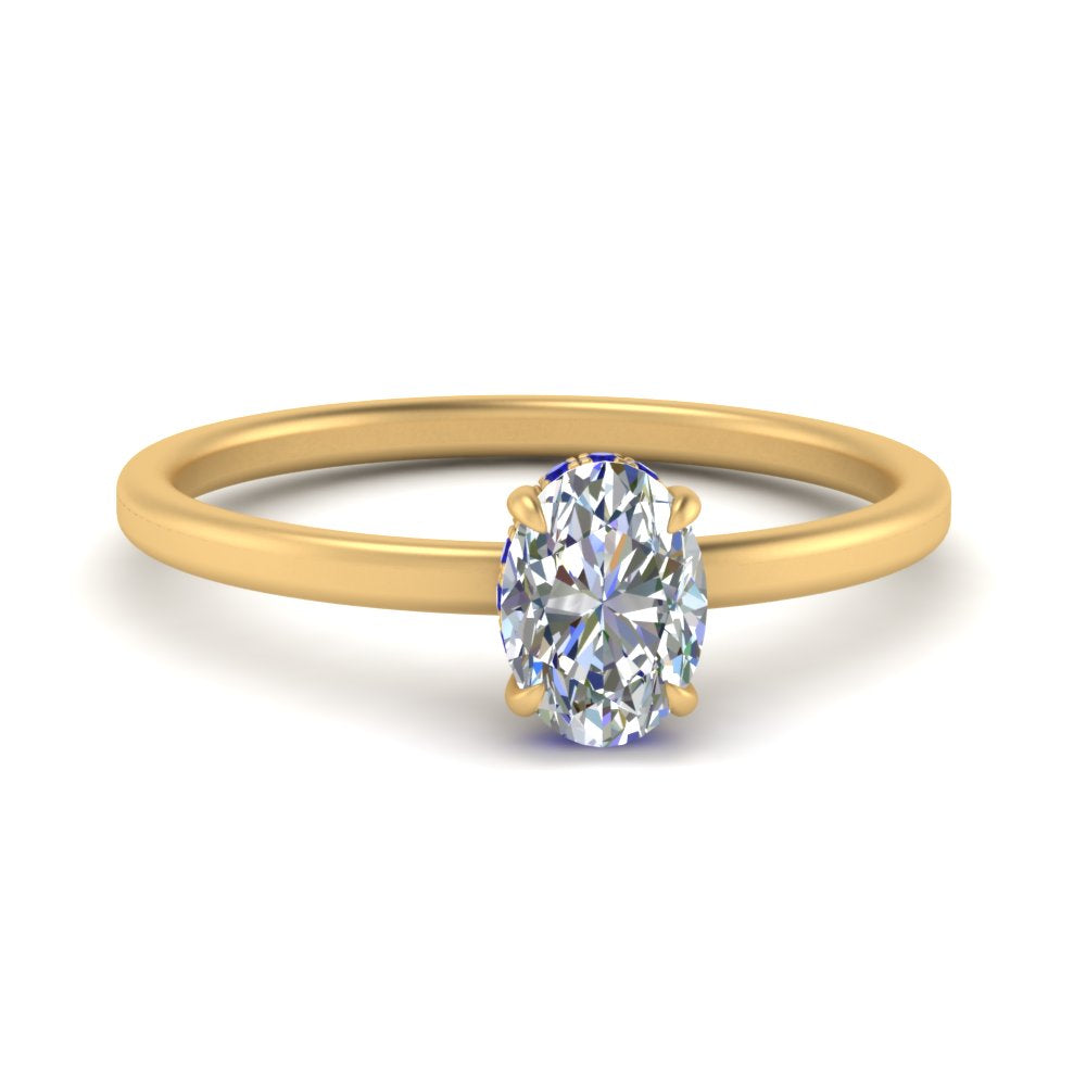 Oval Cut Thin Setting Hidden Halo Ring