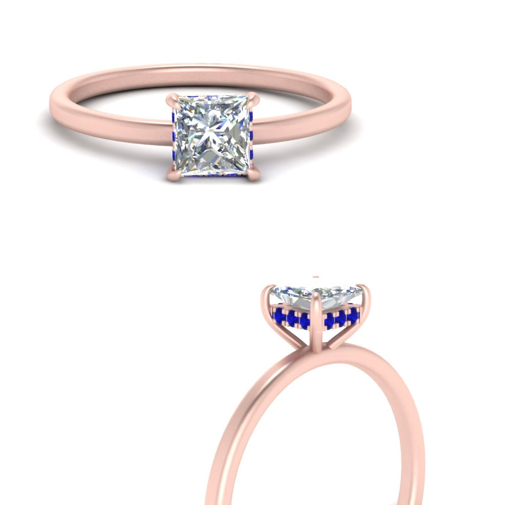 Princess Cut Thin Setting Hidden Halo Ring