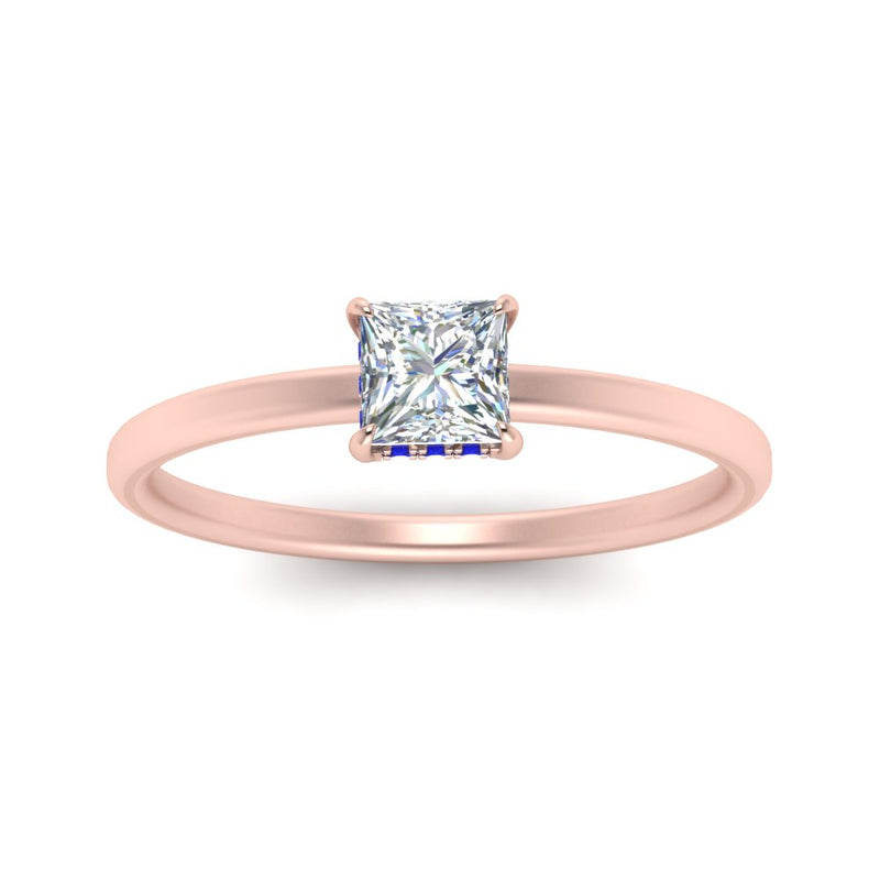 Princess Cut Thin Setting Hidden Halo Diamond Ring