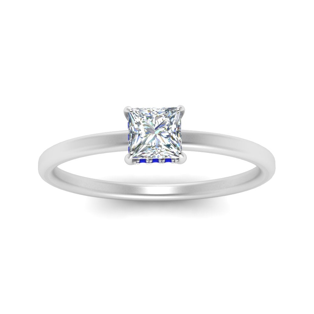 Princess Cut Thin Setting Hidden Halo Ring