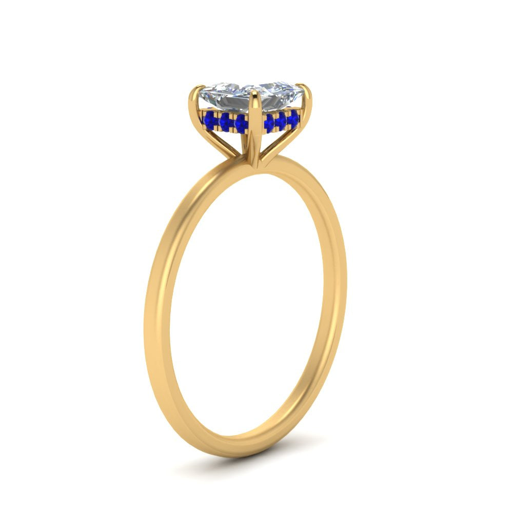 Princess Cut Thin Setting Hidden Halo Ring