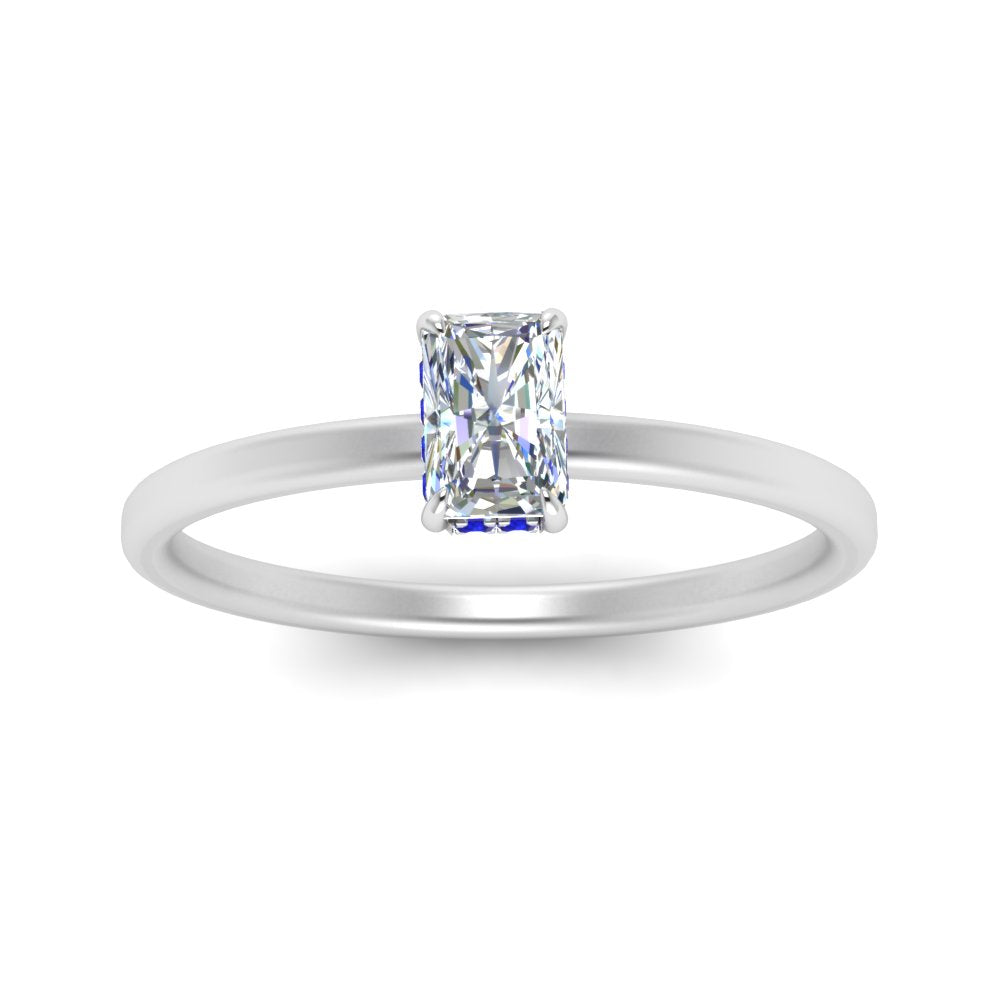 Radiant Cut Thin Setting Hidden Halo Diamond Ring