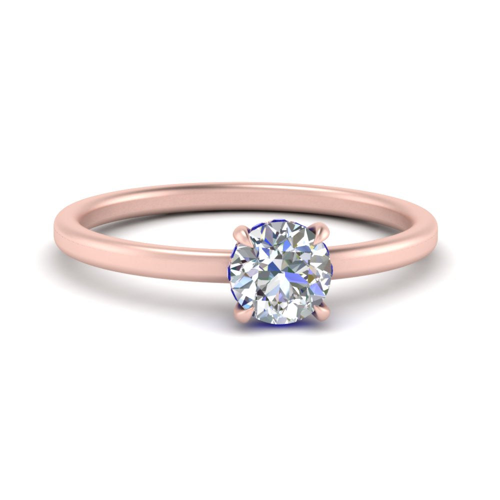 Round Cut Thin Setting Hidden Halo Diamond Ring