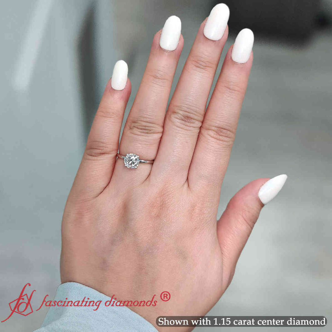 Round Cut Thin Setting Hidden Halo Ring