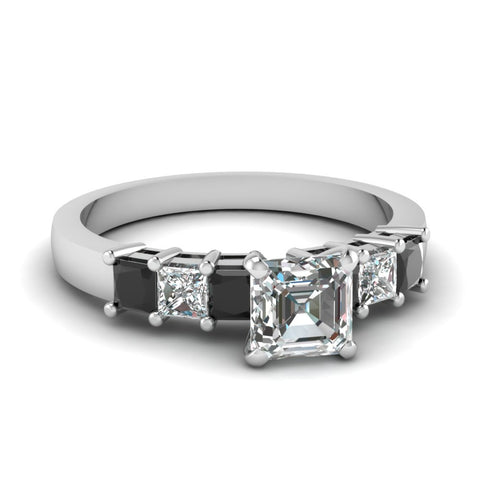 white-gold-asscher-white-diamond-engagement-wedding-ring-with-black-diamond-in-prong-set-FDENS1027ASRGBLACK-NL-WG