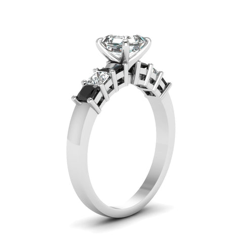 white-gold-asscher-white-diamond-engagement-wedding-ring-with-black-diamond-in-prong-set-FDENS1027ASRGBLACKANGLE2-NL-WG