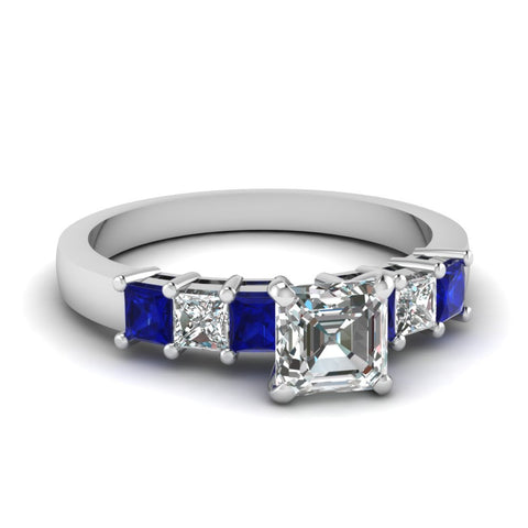 white-gold-asscher-white-diamond-engagement-wedding-ring-with-blue-sapphire-in-prong-set-FDENS1027ASRGSABL-NL-WG