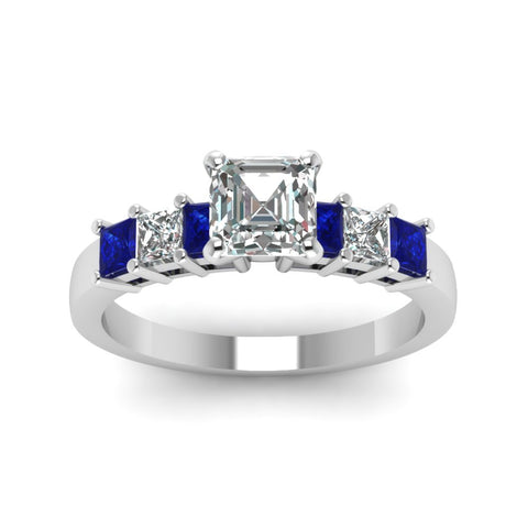 white-gold-asscher-white-diamond-engagement-wedding-ring-with-blue-sapphire-in-prong-set-FDENS1027ASRGSABLANGLE5-NL-WG