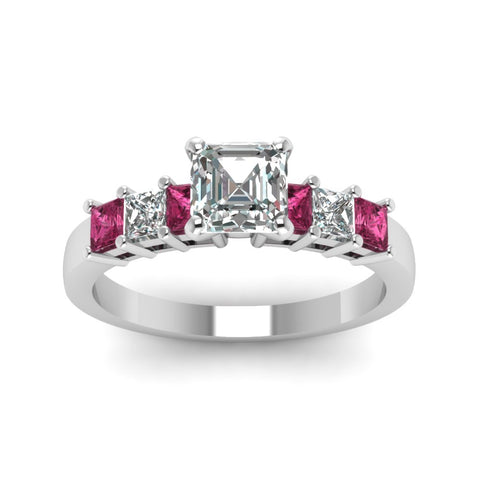 white-gold-asscher-white-diamond-engagement-wedding-ring-with-dark-pink-sapphire-in-prong-set-FDENS1027ASRGSADRPIANGLE5-NL-WG