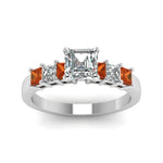 Load image into Gallery viewer, white-gold-asscher-white-diamond-engagement-wedding-ring-with-orange-sapphire-in-prong-set-FDENS1027ASRGSAORANGLE5-NL-WG_6933c23b-afee-4a39-9598-3e841d629642
