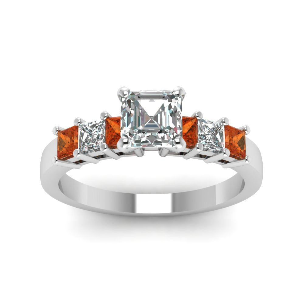 white-gold-asscher-white-diamond-engagement-wedding-ring-with-orange-sapphire-in-prong-set-FDENS1027ASRGSAORANGLE5-NL-WG_6933c23b-afee-4a39-9598-3e841d629642