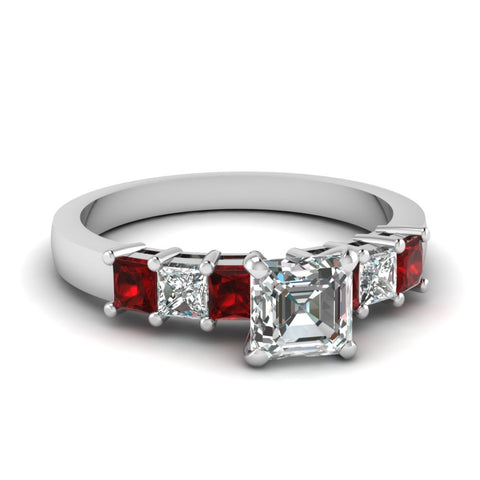 white-gold-asscher-white-diamond-engagement-wedding-ring-with-red-ruby-in-prong-set-FDENS1027ASRGRUDR-NL-WG