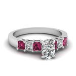 Load image into Gallery viewer, white-gold-cushion-white-diamond-engagement-wedding-ring-with-dark-pink-sapphire-in-prong-set-FDENS1027CURGSADRPI-NL-WG
