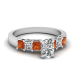 Load image into Gallery viewer, white-gold-cushion-white-diamond-engagement-wedding-ring-with-orange-sapphire-in-prong-set-FDENS1027CURGSAOR-NL-WG_cfef929a-bbfb-4402-b24e-5009e4f3d9dd
