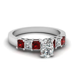 Load image into Gallery viewer, white-gold-cushion-white-diamond-engagement-wedding-ring-with-red-ruby-in-prong-set-FDENS1027CURGRUDR-NL-WG
