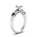 Load image into Gallery viewer, white-gold-emerald-white-diamond-engagement-wedding-ring-with-black-diamond-in-prong-set-FDENS1027EMRGBLACKANGLE2-NL-WG
