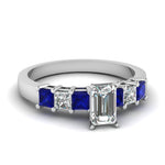 Load image into Gallery viewer, white-gold-emerald-white-diamond-engagement-wedding-ring-with-blue-sapphire-in-prong-set-FDENS1027EMRGSABL-NL-WG
