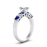 Load image into Gallery viewer, white-gold-emerald-white-diamond-engagement-wedding-ring-with-blue-sapphire-in-prong-set-FDENS1027EMRGSABLANGLE2-NL-WG
