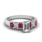 Load image into Gallery viewer, white-gold-emerald-white-diamond-engagement-wedding-ring-with-dark-pink-sapphire-in-prong-set-FDENS1027EMRGSADRPI-NL-WG_b34684a4-0385-4926-b678-c543bf292a92
