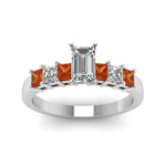 Load image into Gallery viewer, white-gold-emerald-white-diamond-engagement-wedding-ring-with-orange-sapphire-in-prong-set-FDENS1027EMRGSAORANGLE5-NL-WG_209f6b03-792a-4769-92e9-25f7d56887e0
