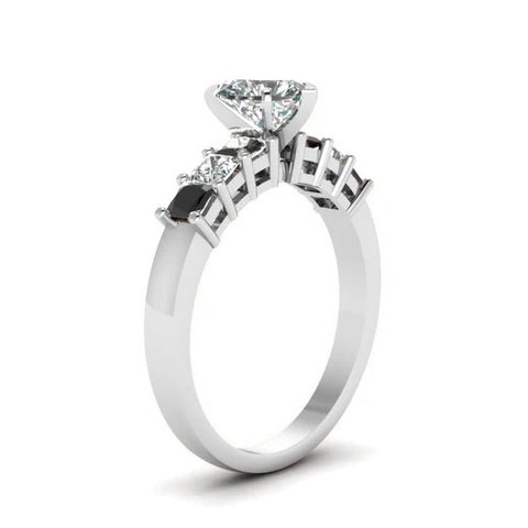 white-gold-heart-white-diamond-engagement-wedding-ring-with-black-diamond-in-prong-set-FDENS1027HTRGBLACKANGLE5-NL-RG
