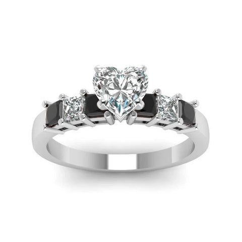 white-gold-heart-white-diamond-engagement-wedding-ring-with-black-diamond-in-prong-set-FDENS1027HTRGBLACKANGLE5-NL-WG