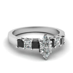 Load image into Gallery viewer, white-gold-marquise-white-diamond-engagement-wedding-ring-with-black-diamond-in-prong-set-FDENS1027MQRGBLACK-NL-WG
