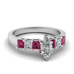 Load image into Gallery viewer, white-gold-marquise-white-diamond-engagement-wedding-ring-with-dark-pink-sapphire-in-prong-set-FDENS1027MQRGSADRPI-NL-WG
