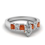 Load image into Gallery viewer, white-gold-marquise-white-diamond-engagement-wedding-ring-with-orange-sapphire-in-prong-set-FDENS1027MQRGSAOR-NL-WG
